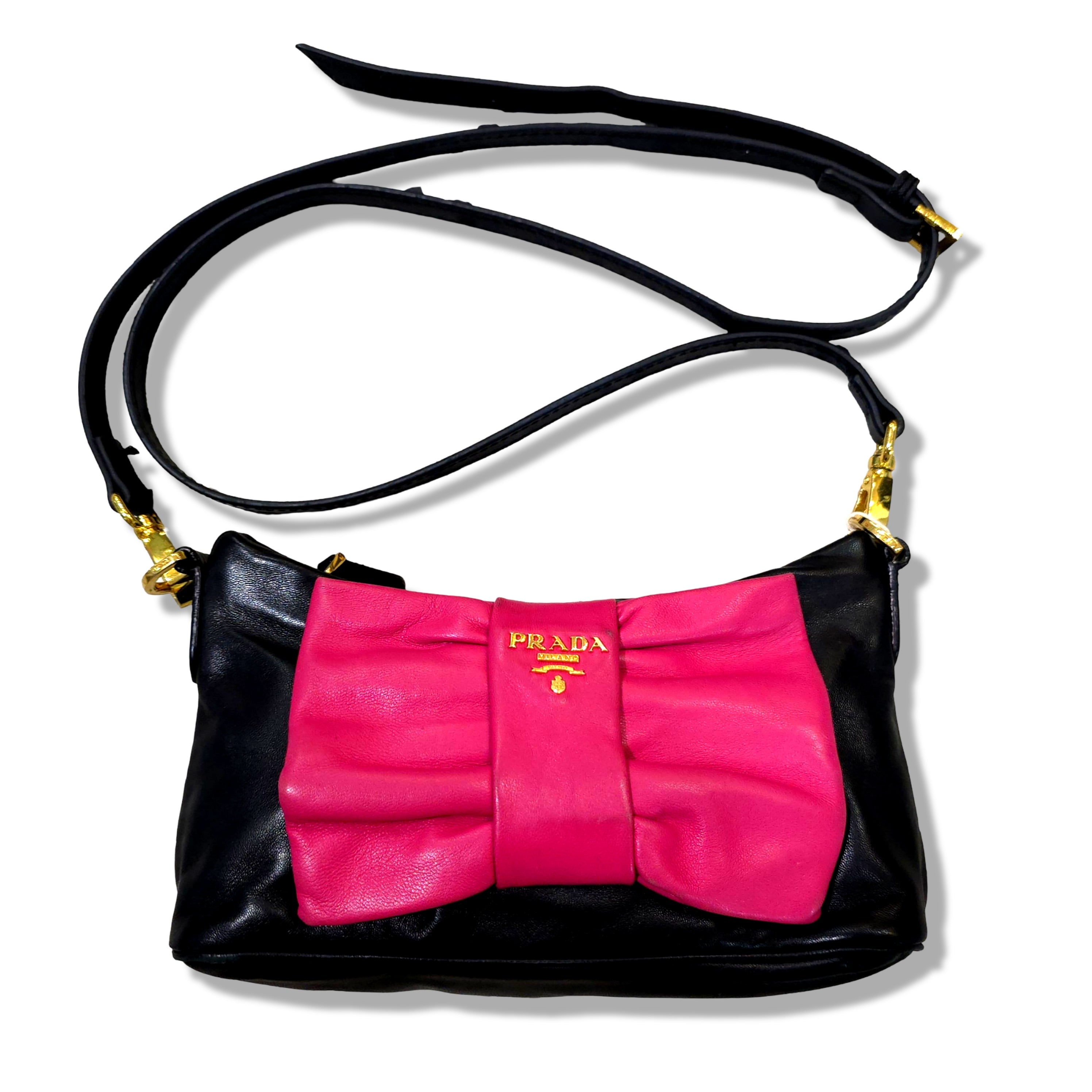 Prada Leather Black Ribbon Handbag