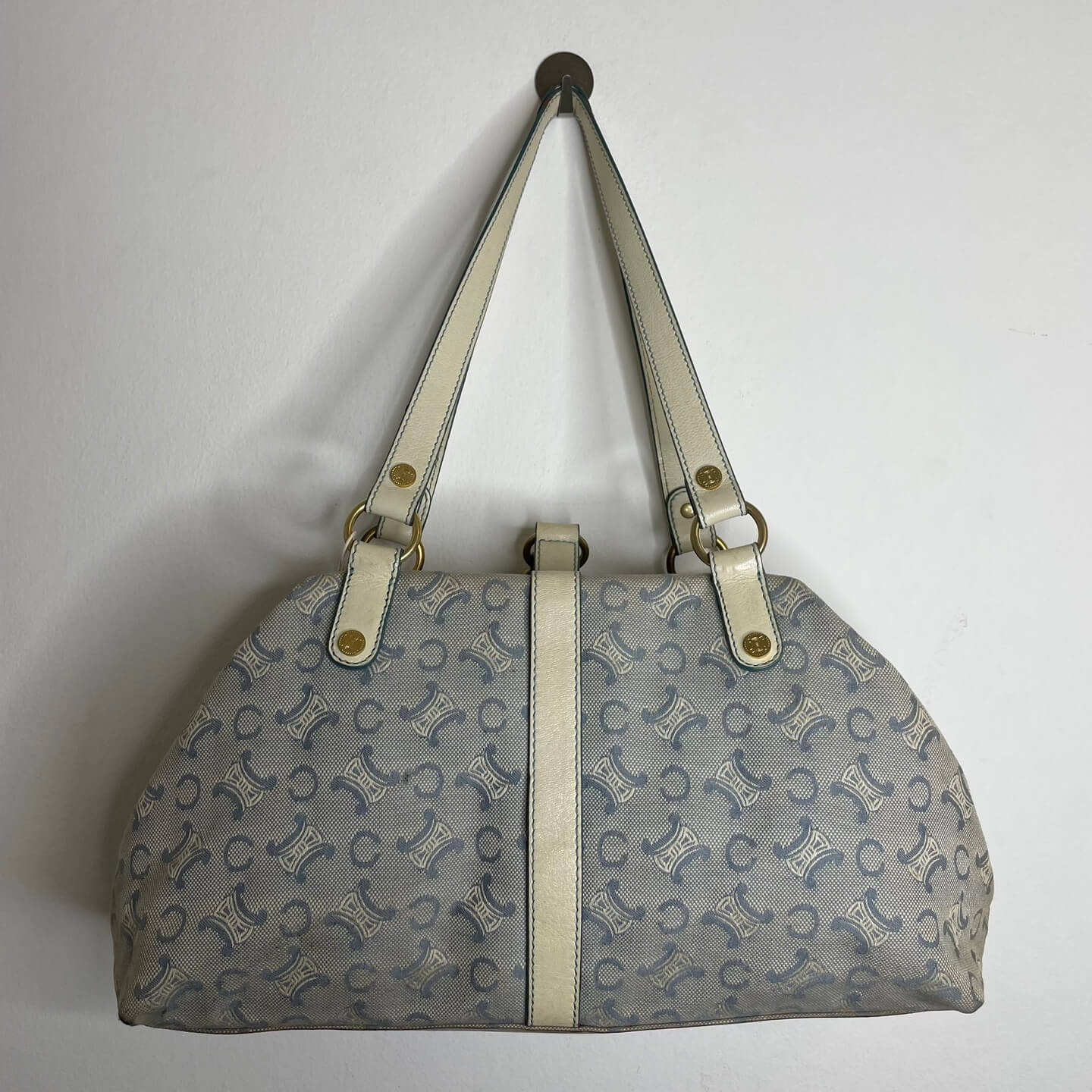 CELINE Macadam Canvas Shoulder Bag Light Blue