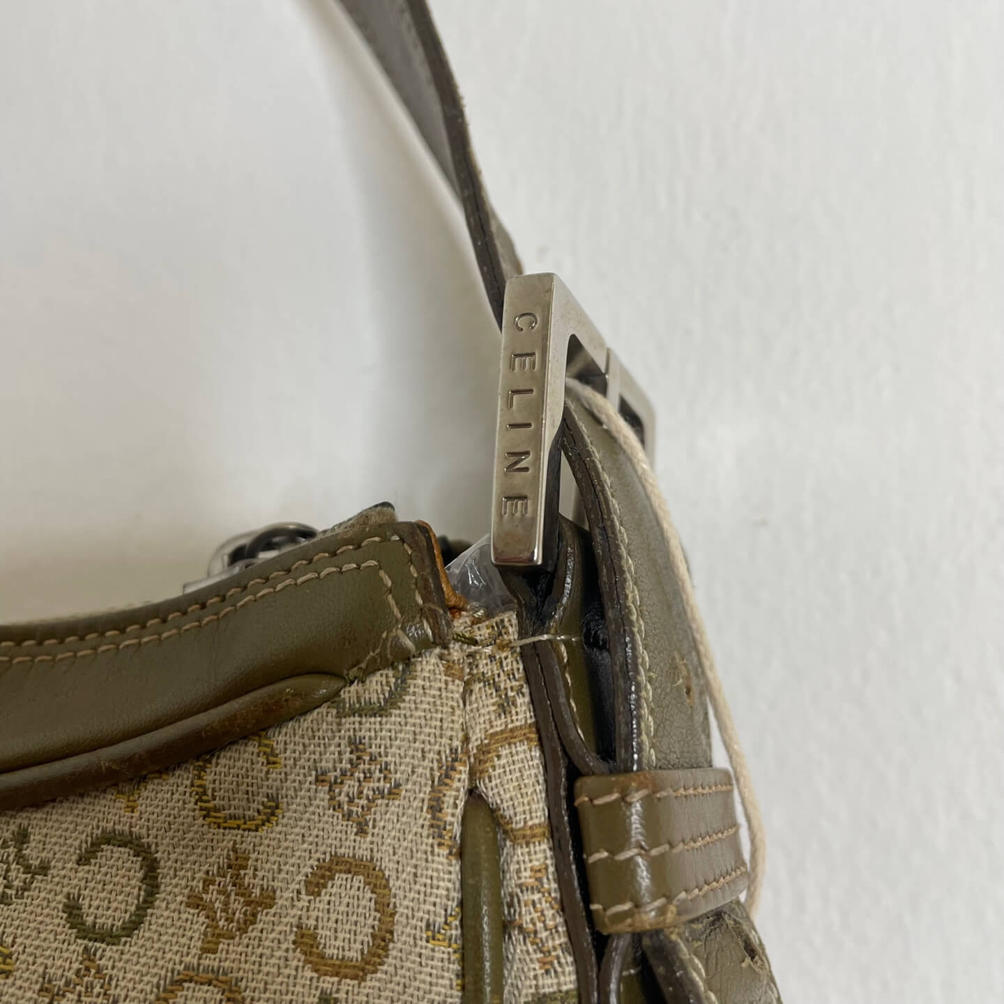 CELINE Macadam Canvas and Leather Shoulder Bag